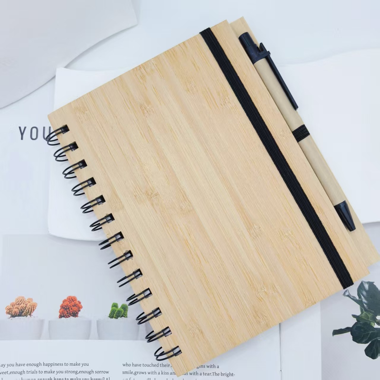 Cuaderno de bobina de madera cuaderno personalizado cuaderno de mano cuaderno de notas grabación láser papelería mayorista