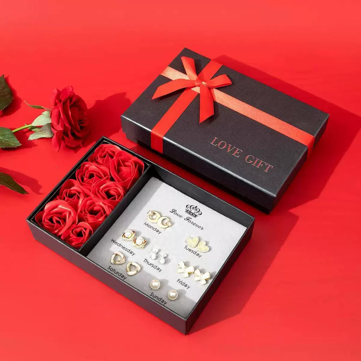 纳兰 首饰收纳礼盒送女友精致蝴蝶结玫瑰花送礼饰品礼物盒Z011