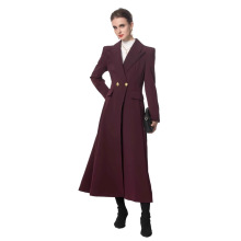 2025秋冬新款 气质优雅A子摆两粒扣修身中长款女黑色毛呢外套大衣