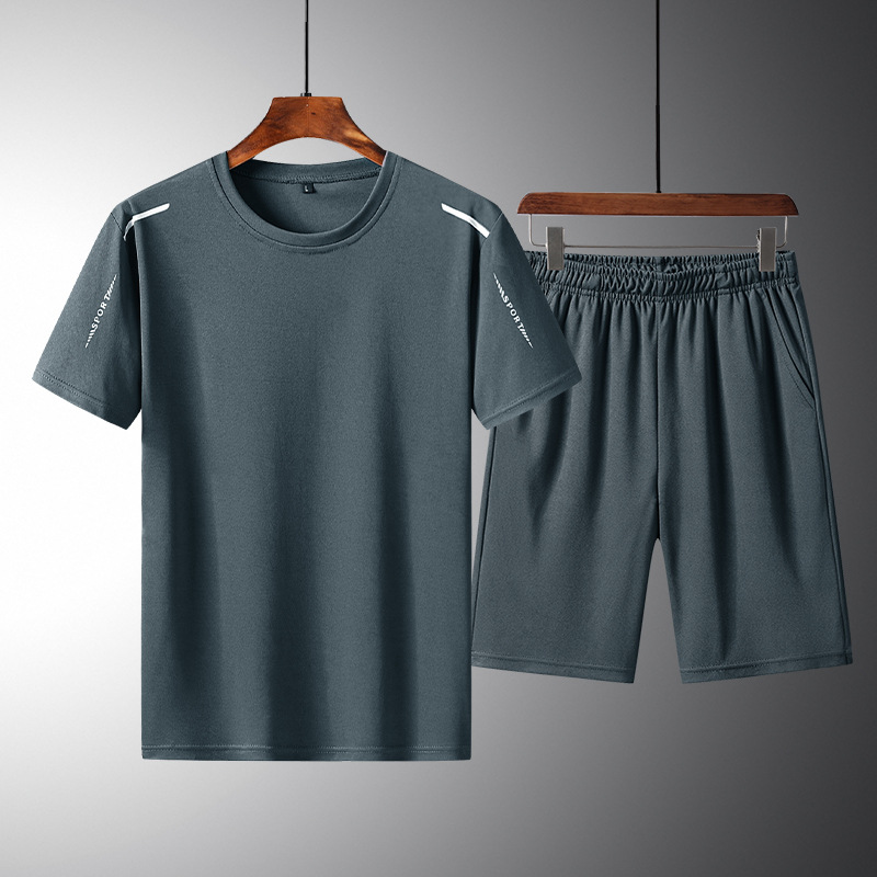 Trajes deportivos y de ocio de verano 2024, camisetas, pantalones cortos elásticos de manga corta para hombre, conjuntos de pantalones cortos de manga corta para hombre