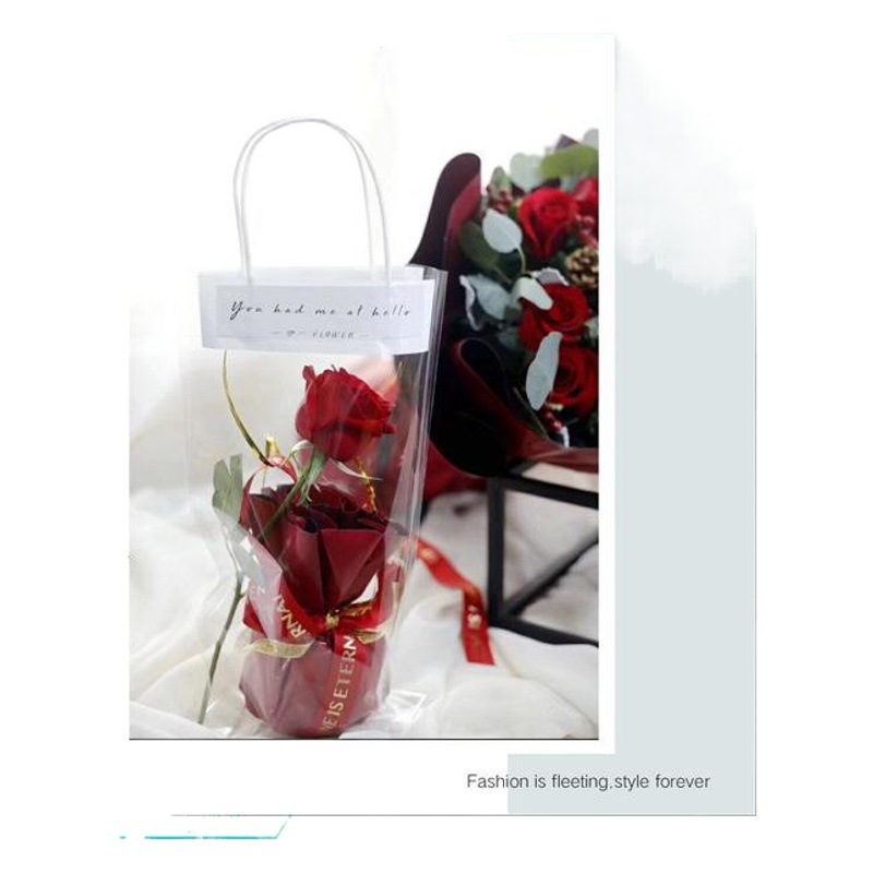 Bolsa de regalo transparente y sencilla con diseño floral, ideal para regalos de Navidad, bolsa de regalo, bolsa de embalaje para ramo de flores del Día del Maestro