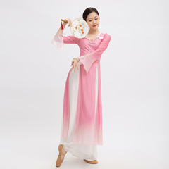 Honghua's new classical dance costume rhyme gauze gradient top Chinese dance trumpet sleeve practice uniform flowing trousers
