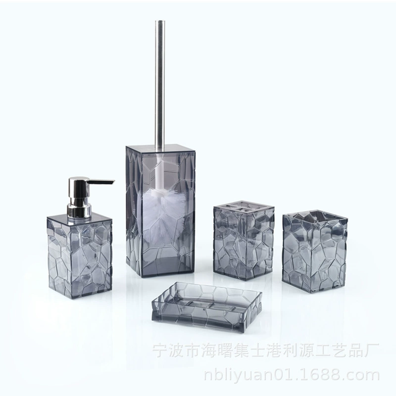 Acrylic set, container, toothbrush, soap holder, toilet