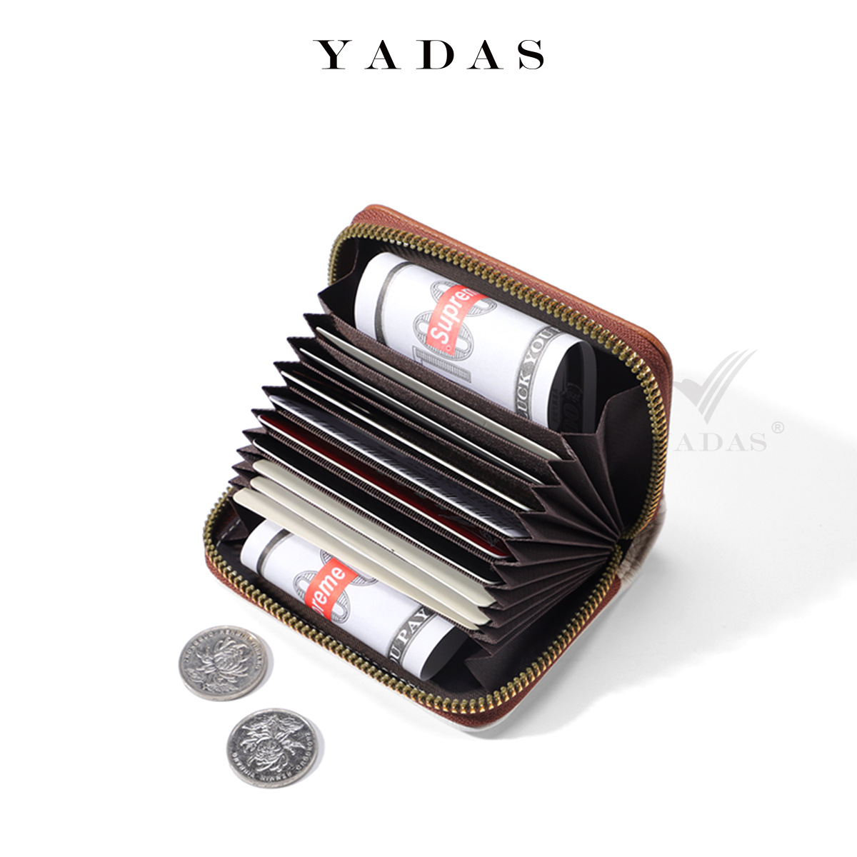 YADAS nueva cremallera mini contraste de color a juego patrón de lichi clásico multi-tarjeta para mujer órgano PU tarjeta al por mayor