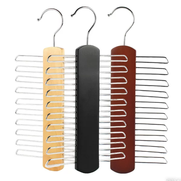 Solid Wood 20-Hook Coat Rack, Tie and Belt Organizer, Belt Hanging Rack, Scarf Rack, Traceless Storage Small Item Hanger