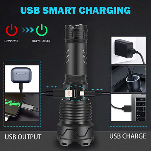 Cross-border XHP199 High-Intensity Flashlight XHP160 with Charging Bank Type C Fast Charging Outdoor High-Intensity Tactical Flashlight