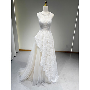 Light Wedding Dress, Bride's High-End Fishtail Lace Wedding Dress, White Retro French Welcome Evening Dress, Elegant 2025