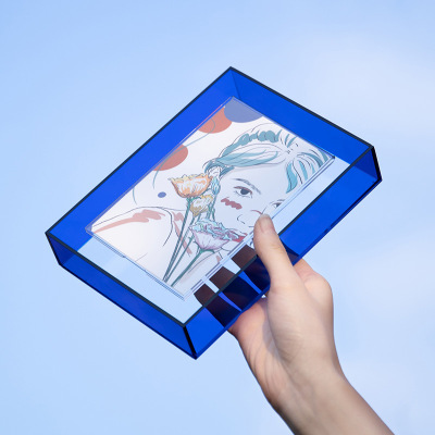 亚克力透明炫彩边画框照片相框摆台海报装裱挂墙创意摆件托盘收纳|ms