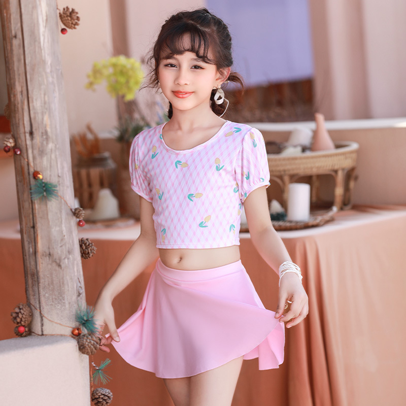 Nuevo traje de baño para niños, vestido de princesa de moda de dos piezas dividido para niñas