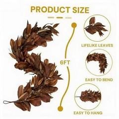 跨境热销Brown Magnolia Leaf Garland棕色木兰叶花环圣诞节花环