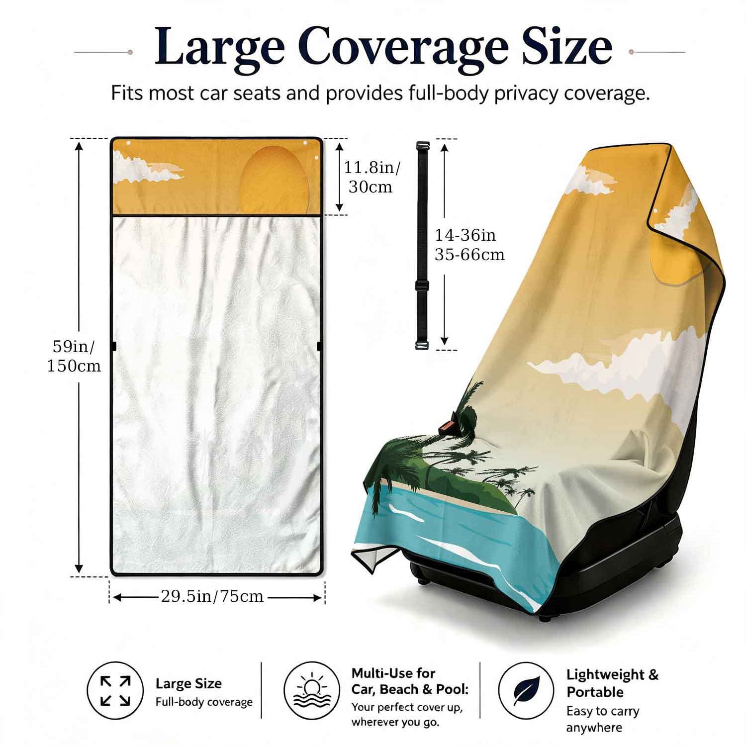 Summer bath towel and car seat cover 2-in-1, ultra-fine fiber outdoor beach and car dual-use universal seat cushion