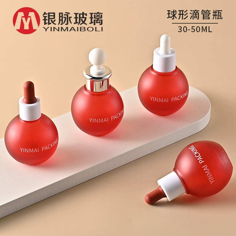 Серебряная вена 30ml сферическая капельная бутылка красная легкая роскошь 50 мл эссенция сырое жидкое стекло бутылка для путешествий бутылка с эфирным маслом