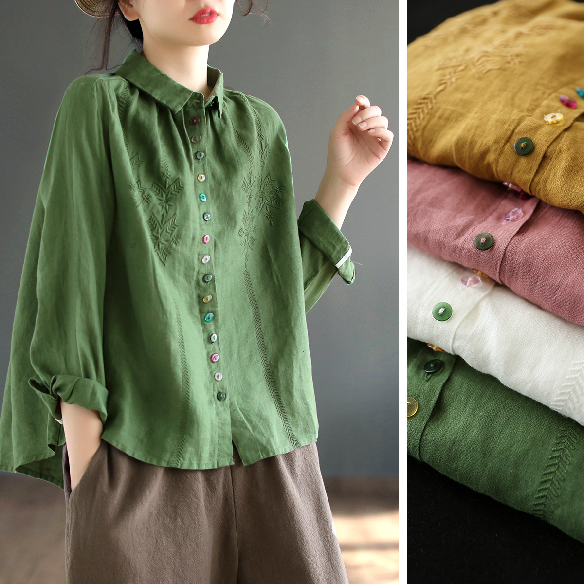 Retro ethnic autumn shirt