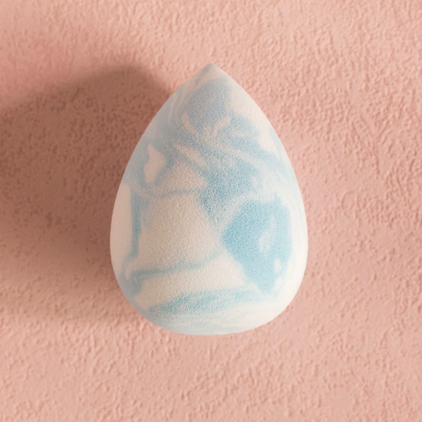 Blue cosmetic sponge drop-shaped