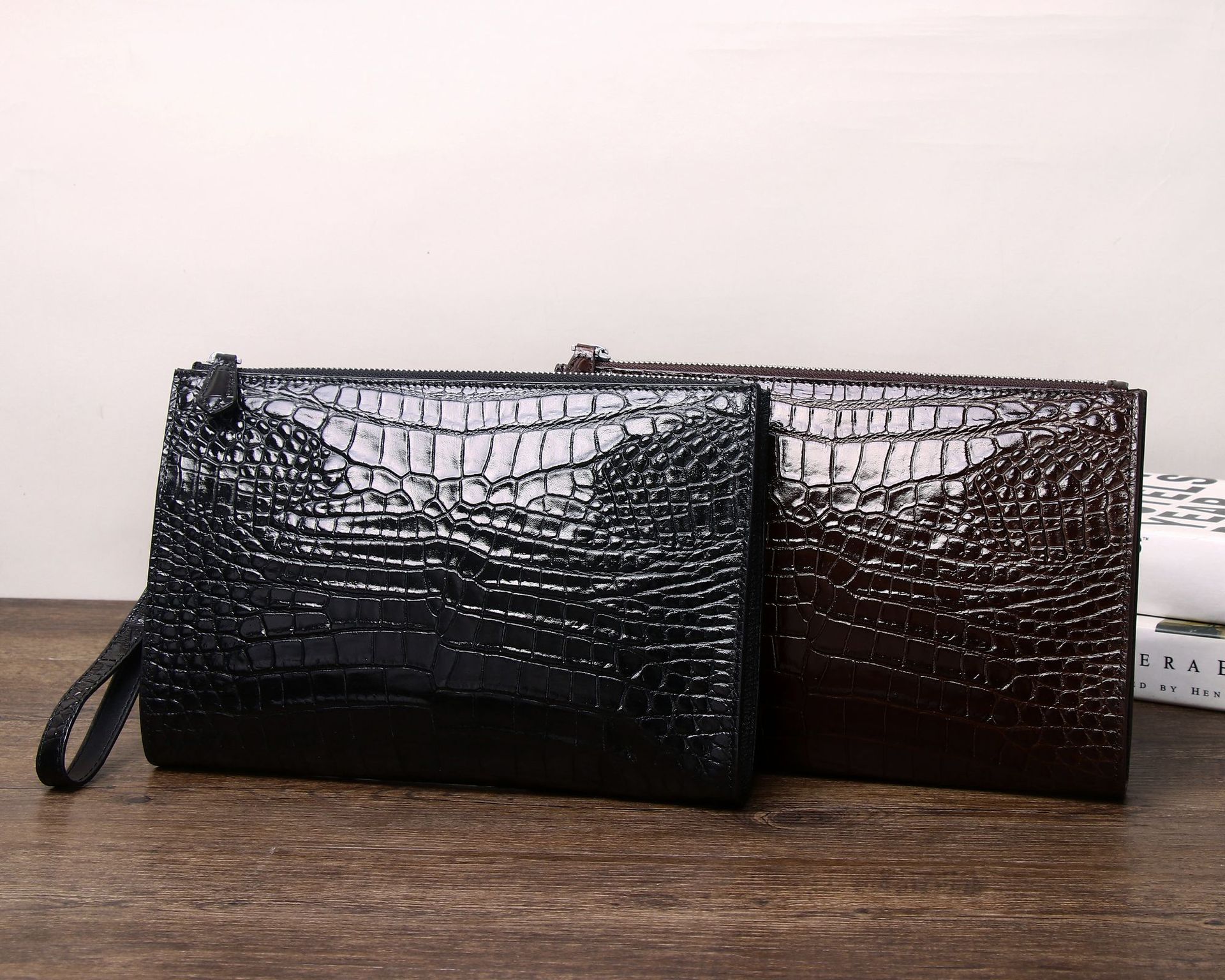 Túi clutch nam da bò vân da cá sấu phong bì công sở sang trọng chi tiết 1