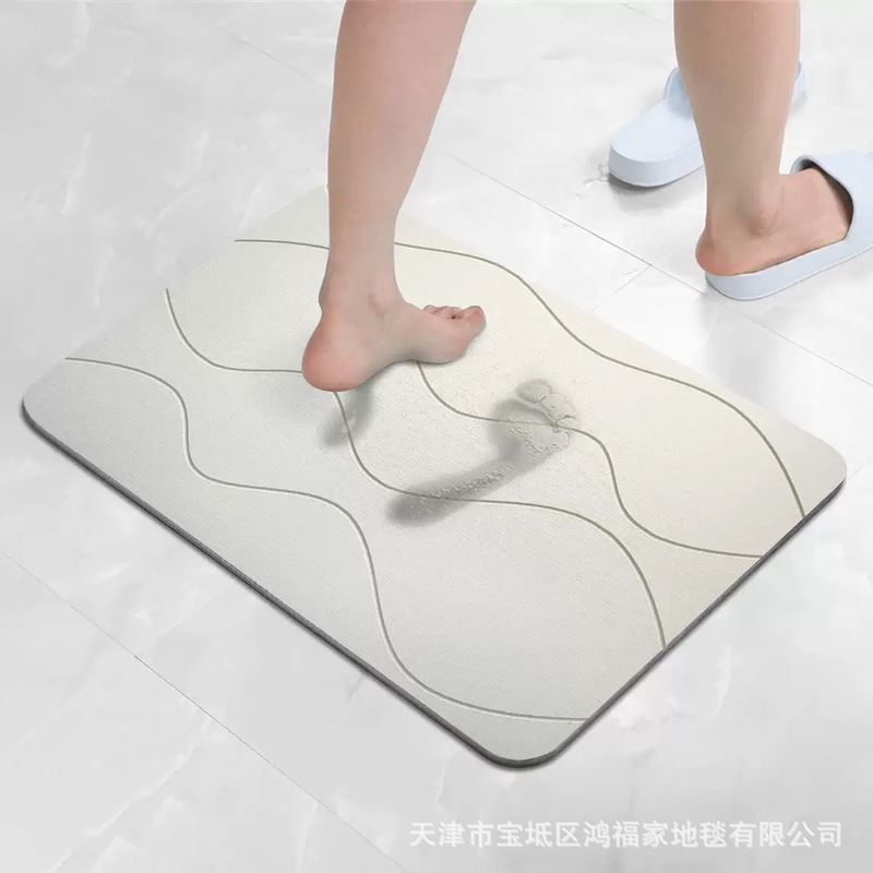 跨境素色条纹软硅藻泥地垫欧美浴室卫生间防滑吸水脚垫地毯厨房垫|undefined