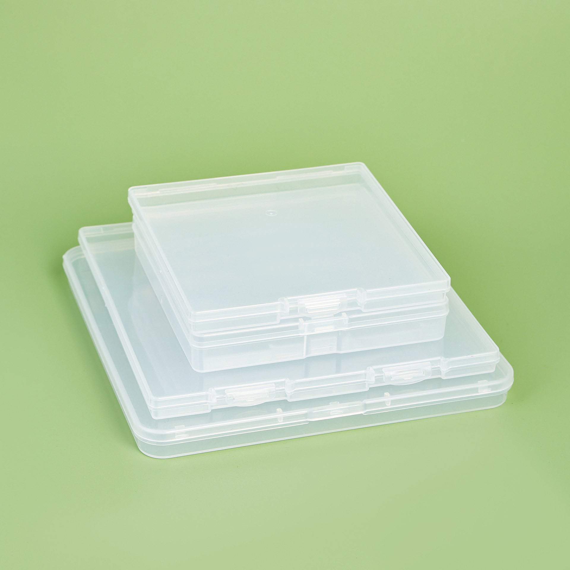 桌面拼图拼板玩具整理盒扁盒正方形积木透明塑料盒跨境1.8方空盒