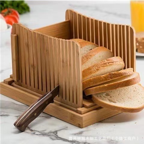 跨境新款木质面包切片器烘焙工具吐司分片器面包屑收纳盘切片菜板