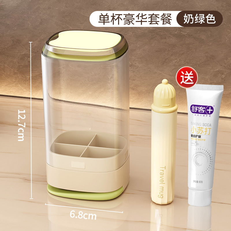 3 - en - 1 mini pequeño portátil dos tazas de cepillo de dientes taza de lavado traje de viaje compacto con cepillo de dientes conjunto de pasta de dientes