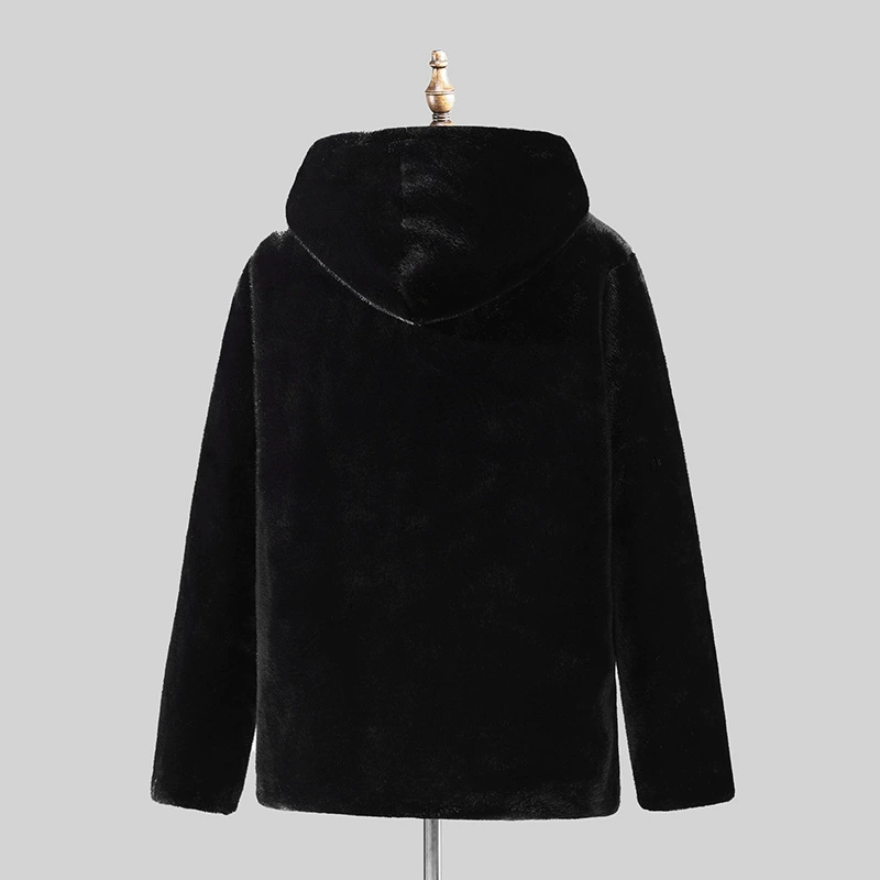 Winter velvet hoody, artificial fur, plus size