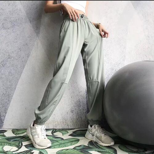 European and American loose sports pants for women with ankle-tie running summer thin overalls high-waisted quick-drying yoga pants
