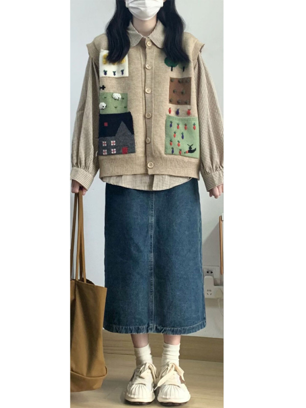 开春套装女新款小个子盐系马甲背心衬衫上衣两件套学院风显瘦穿搭|undefined