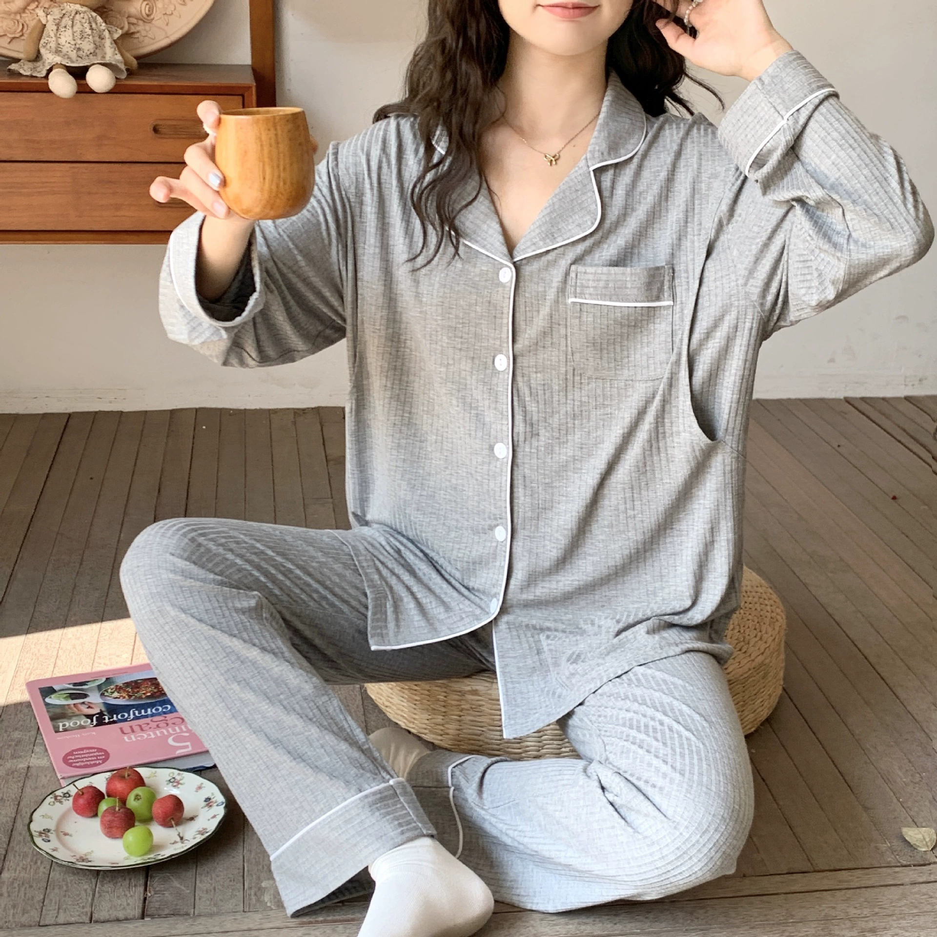 【В наличии 88175】Летняя тонкая модальная одежда для беременных и кормящих женщин, пижама для дома и отдыха