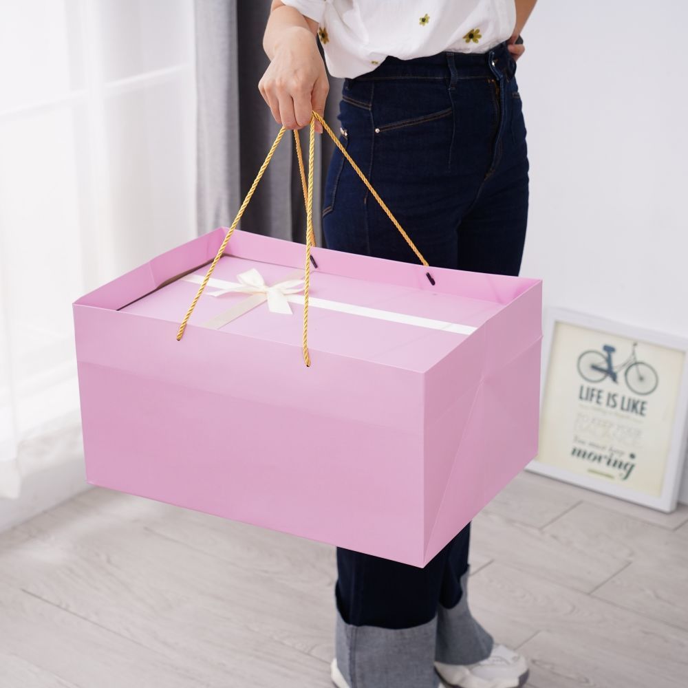 粉色超大号礼物盒送女友生日礼物包装盒长方形礼品盒带手提袋礼盒