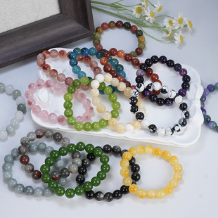 Natural stone crystal plain ring bracelet factory direct beaded bracelet multi-size cross-border selling unisex jewelry