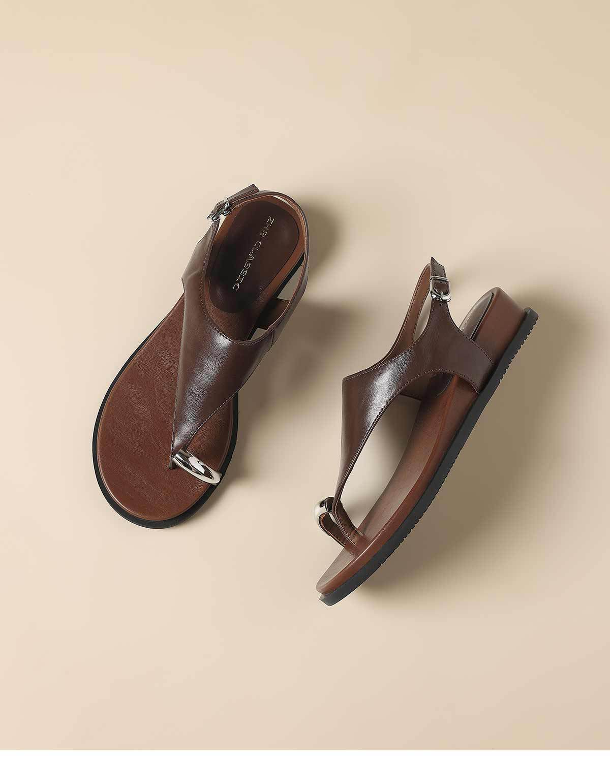 Sandal xỏ ngón nữ kiểu Pháp cổ điển phong cách La Mã đi biển — Q85 Màu be chi tiết 26