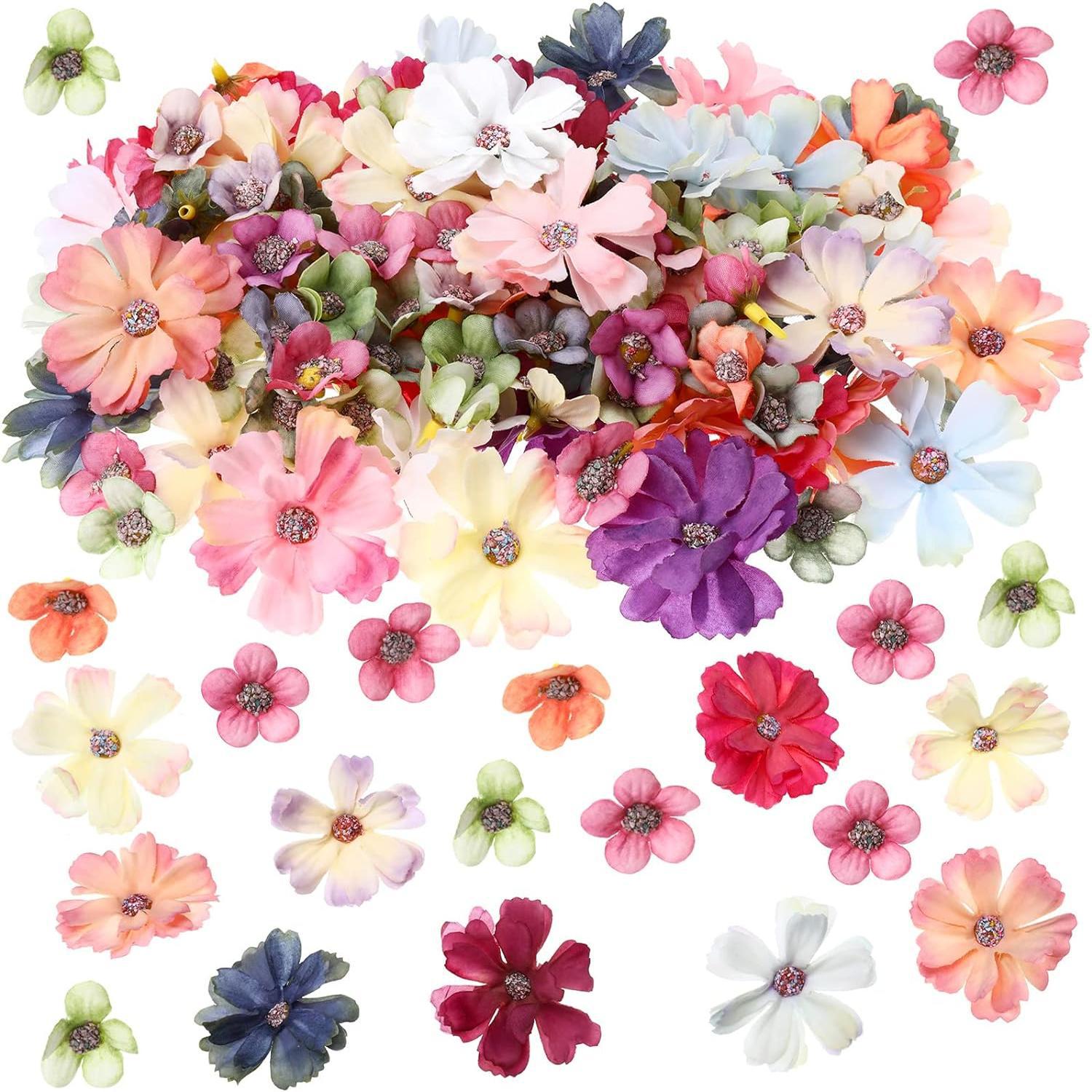 瑞琨花艺 2-4厘米迷你混款花朵雏菊梅花玫瑰花花假花绢花