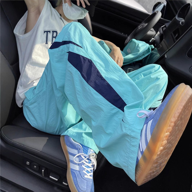 American Dopamine Pants Men's Summer Thin Quick-Drying Paratrooper Sports Loose Wide-Leg Cargo Pants for Men