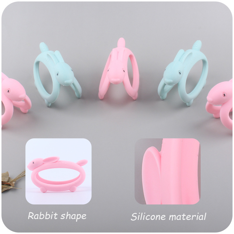 Nuevo bebé de dibujos animados animal mordedor creativo bebé de silicona conejo mordedura gel molar juguete AliExpress