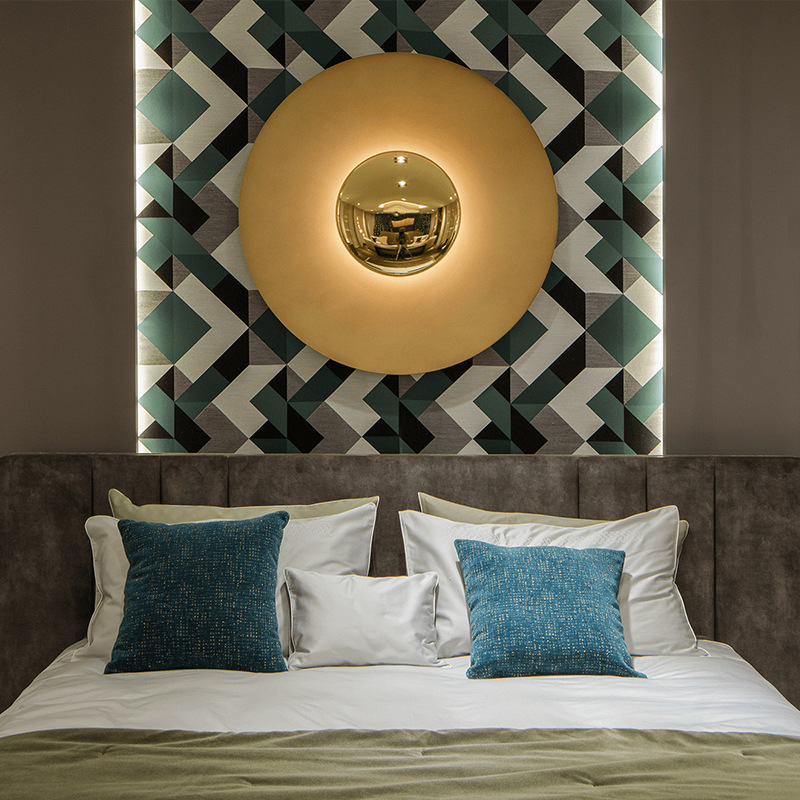 Redondo nórdico puerta de entrada apartamento diseñador estudio modelo LED sala de estar lámpara de pared dormitorio comedor platillos voladores cabecera de cama