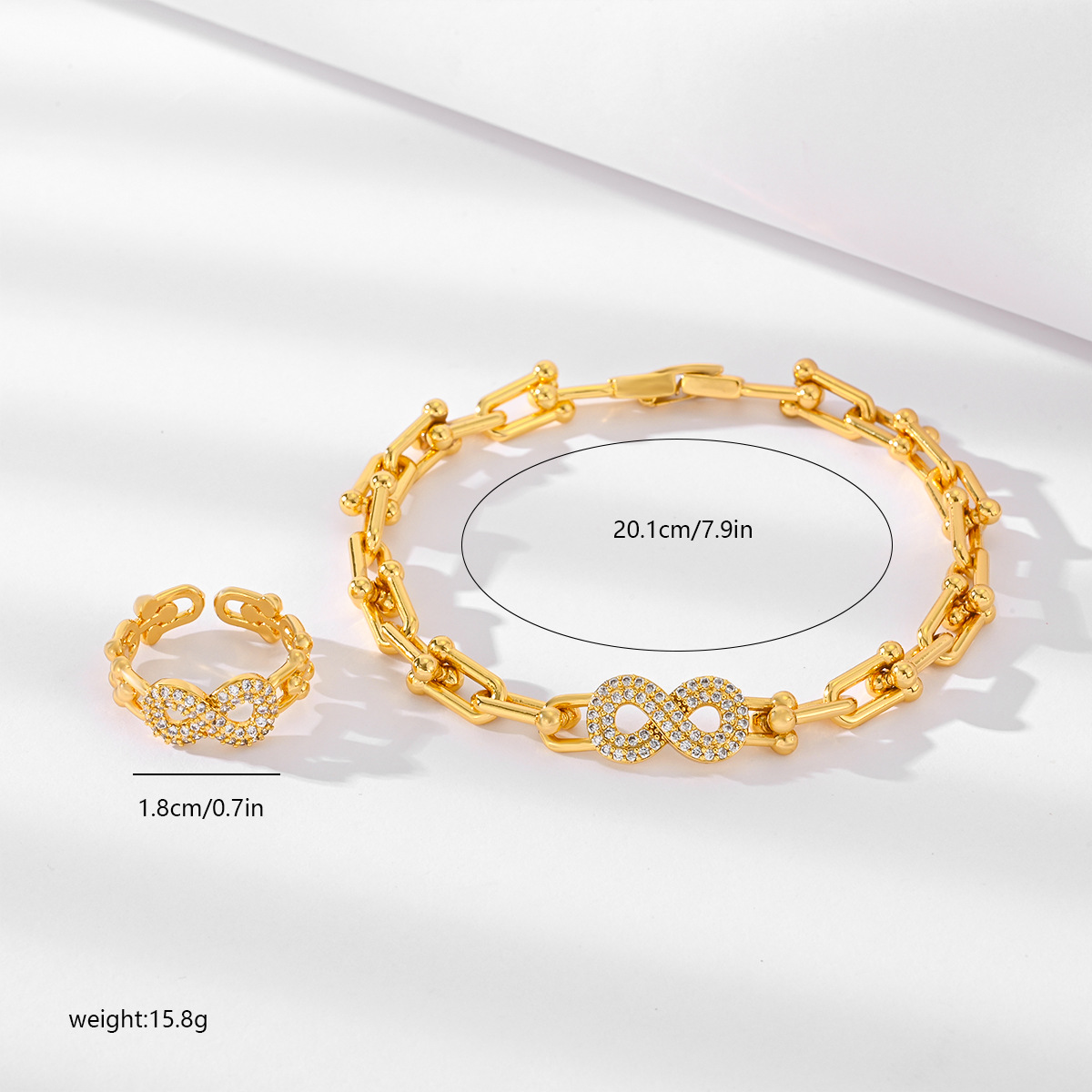 24k set de joyería de herradura de caballo 24k set de brazalete de anillo vivo de bronce para mujeres opciones transfronterizas