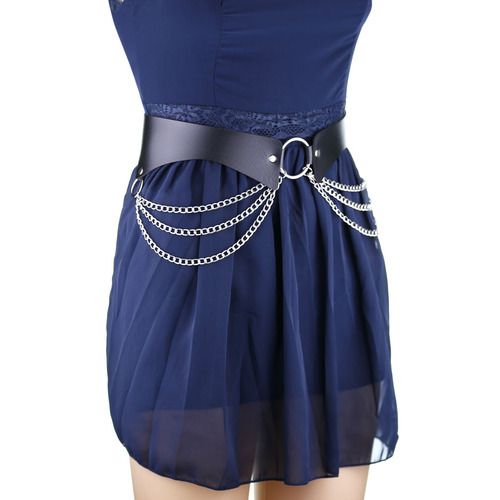 Cross-border rock metal chain O-shaped ring belt with skirt belt and personalized punk style decorative trouser belt