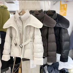 欧货双层领羽绒棉服女2025冬新款时尚羊羔毛保暖运动休闲显瘦外套