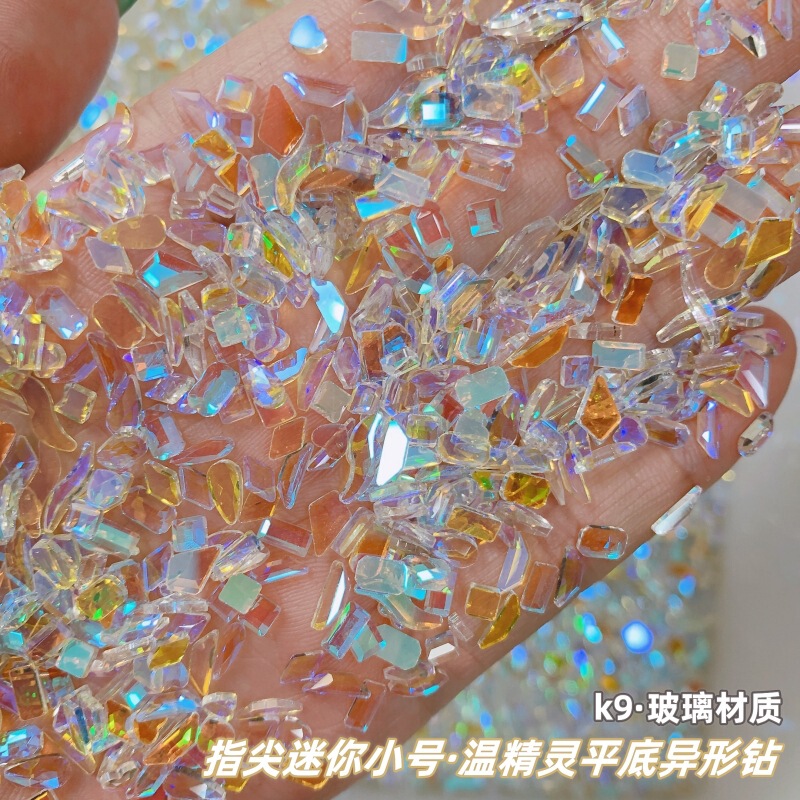 Mini Small-Sized Aurora Nail Art Rhinestones, Flat-Bottomed Irregular-Shaped Rhinestones, Nail Art Decorations, Mixed Diamond Rhinestones Mini Small-Sized Aurora Nail Art Rhinestones, Flat-Bottomed Irregular-Shaped Rhinestones, Nail Art Decorations, Mixed Diamond Rhinestones