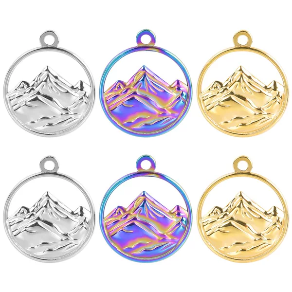 Colorful 18K stainless steel golden mountain pendant pendant wholesale necklace earrings DIY jewelry accessories cross-border e-commerce