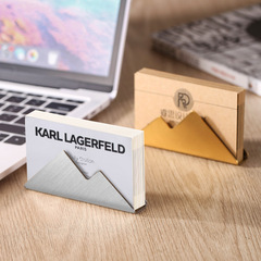 Business card holder gold stainless steel creative mountain business card holder business desk storage table desktop business card holder