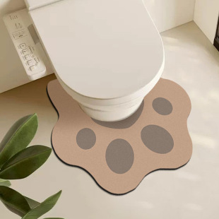 Cartoon cat's claw shaped diatom mud toilet mat toilet water absorption quick-drying mat dirt-resistant tailable mat