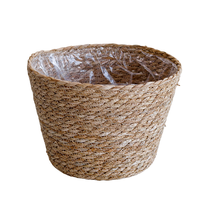 Maceta de Paja Tejida para Plantas Hierba Natural Hecho a mano para Balcón y Jardín image 6