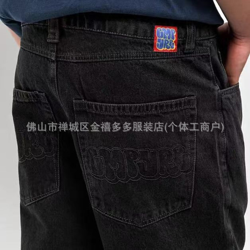 Foreign trade Denim skateboard pants polar new standard big boy trend new embroidery wear-resistant straight loose star