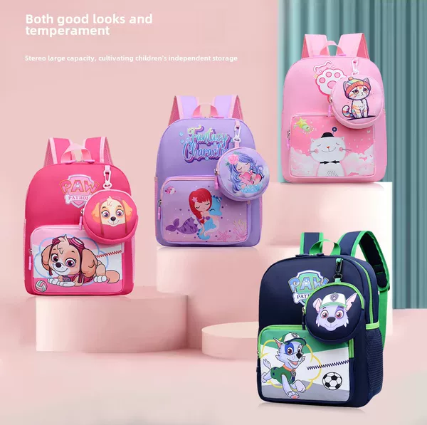 2025 New Paw Patrol School Bag Cartoon Print Boys and Girls Burden-Reducing Backpack First Grade Backpack
