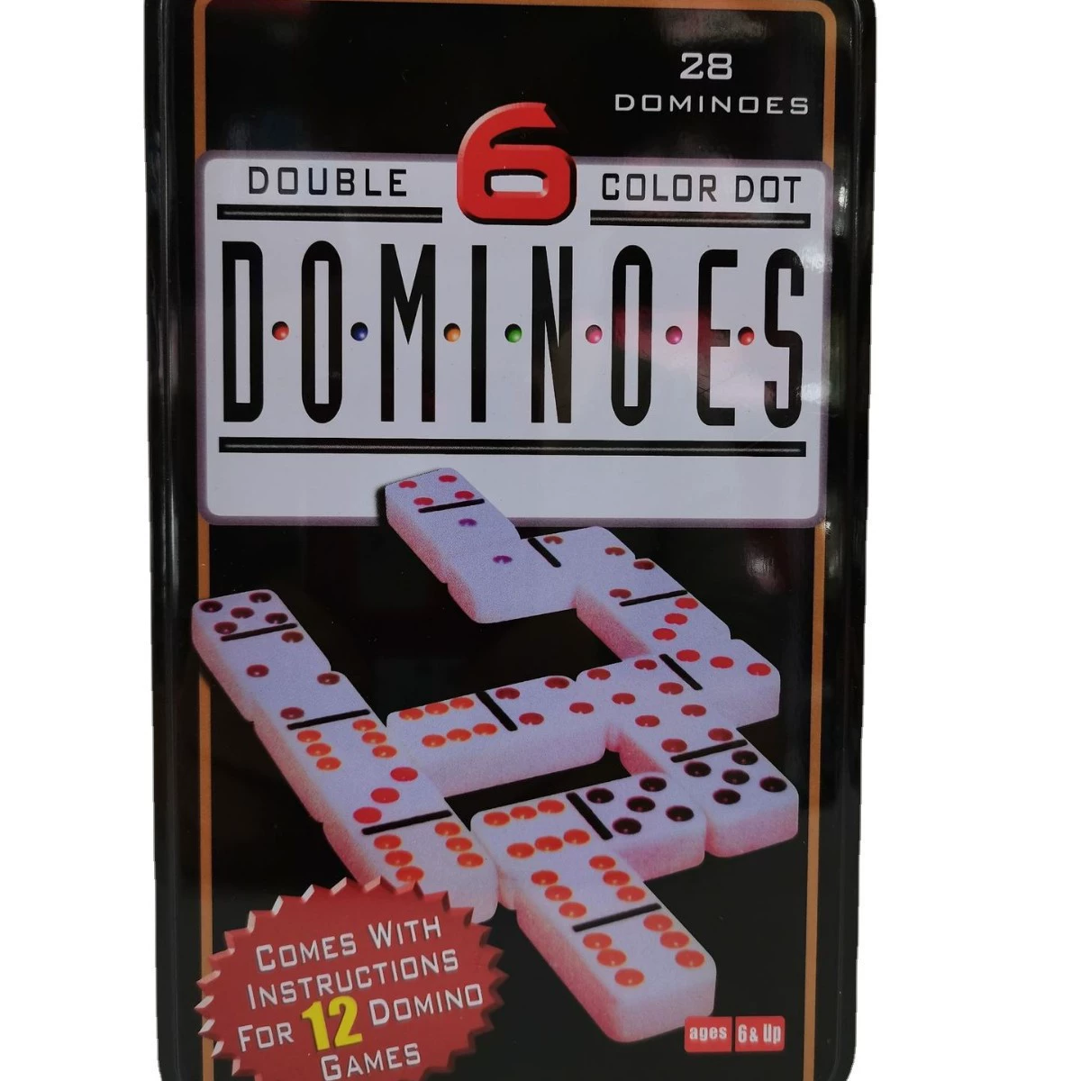 Домино двойной шесть железная коробка 28 белый цвет точка меламин материал цвет железная коробка головоломки домино в наличии