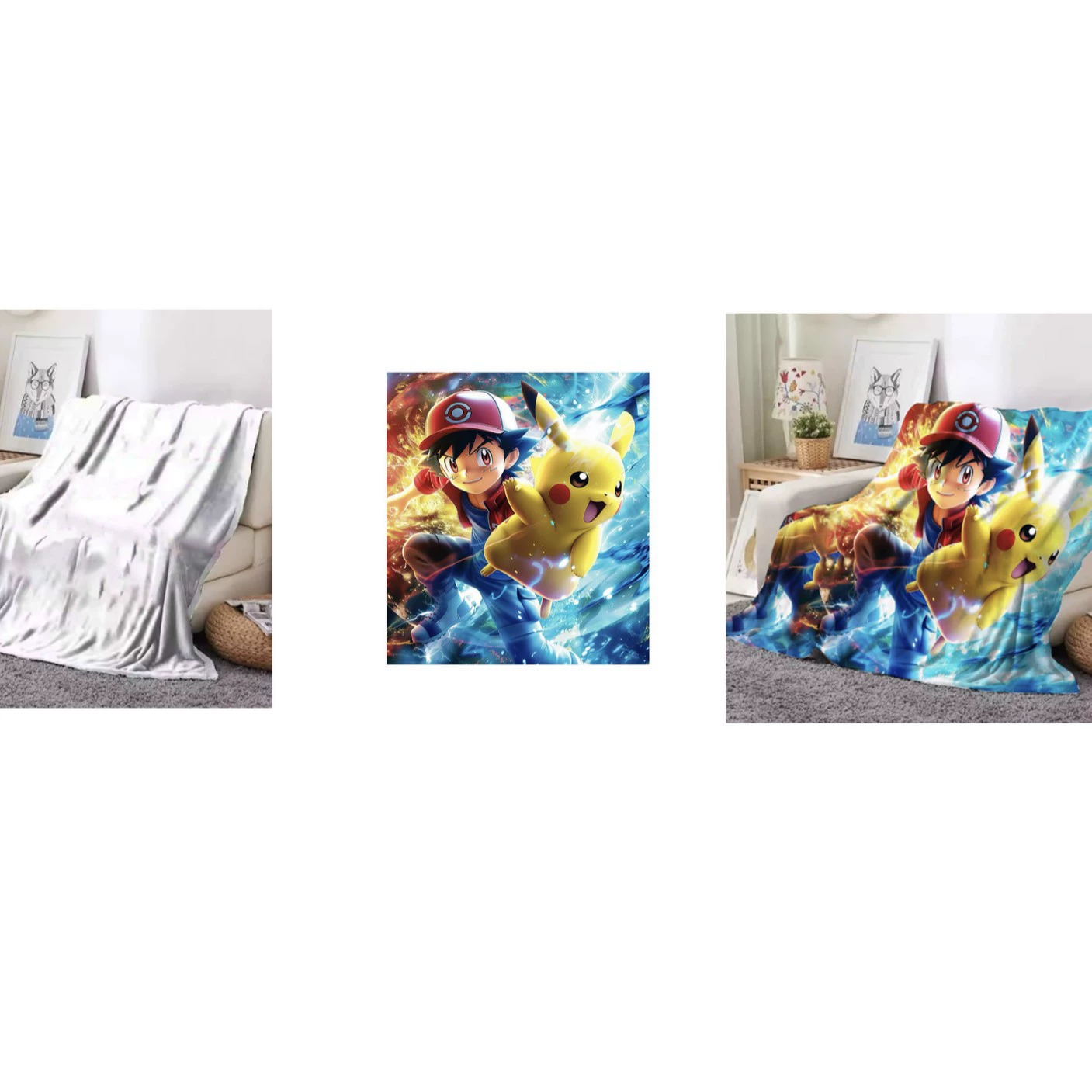 Flannel multifunctional duvet, cloak, print, 3D