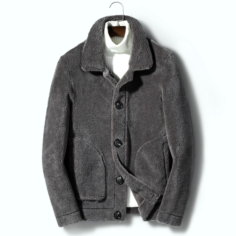 Îmbrăcăminte bărbătească, palton de lână, shearling, palton bărbătesc din blană și piele, jachetă de iarnă pentru bărbați, blană, pentru vârstă mijlocie și tineri, cu rever pe două fețe_voghion.com