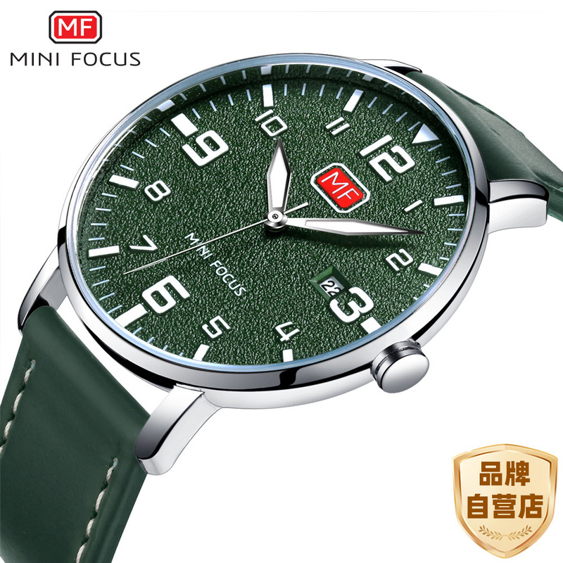 MINI FOCUS ultra-thin large dial fashion Men's Watch Japan movement calendar waterproof quartz watch 0158G