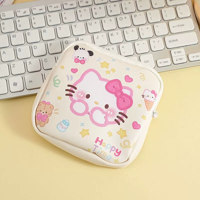 Милый мультяшный органайзер-сумочка Hello Kitty, маленький ручной чехол для прокладок и салфеток