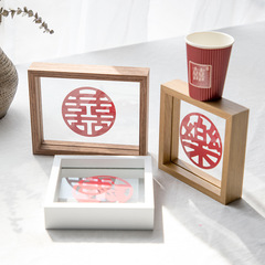 Double Glass Double Happiness Character Frame Wedding Photo Frame for Wedding Table, Bridal Celebration, Wedding Room Decoration, Chinese Family Ornament, Wholesale